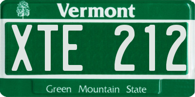 VT license plate XTE212