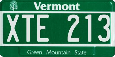 VT license plate XTE213