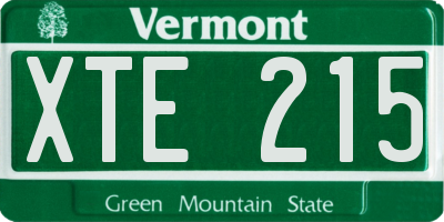 VT license plate XTE215