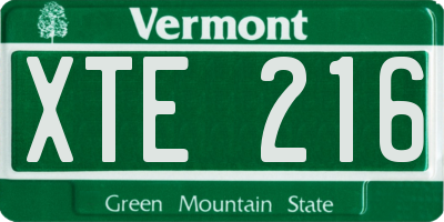 VT license plate XTE216
