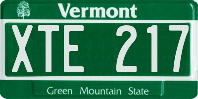 VT license plate XTE217