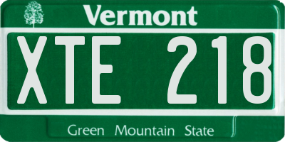 VT license plate XTE218