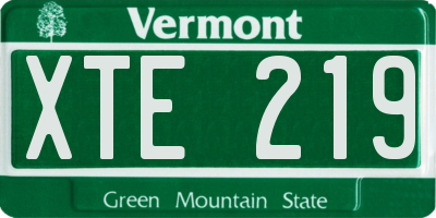 VT license plate XTE219