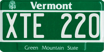 VT license plate XTE220