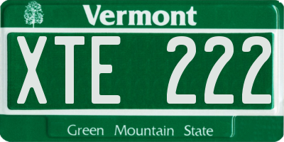 VT license plate XTE222
