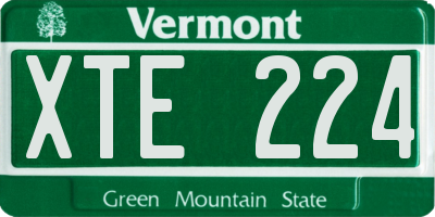 VT license plate XTE224