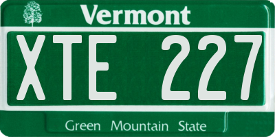 VT license plate XTE227
