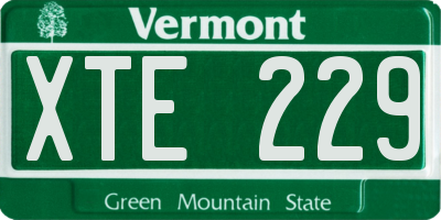 VT license plate XTE229