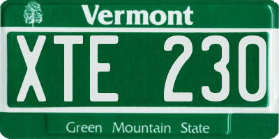 VT license plate XTE230
