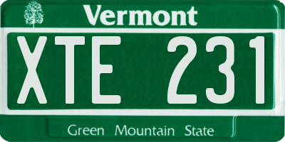 VT license plate XTE231
