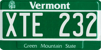VT license plate XTE232