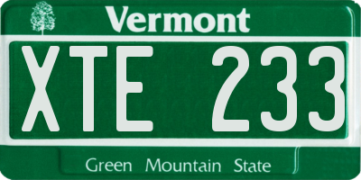 VT license plate XTE233