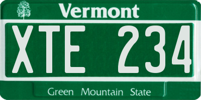 VT license plate XTE234