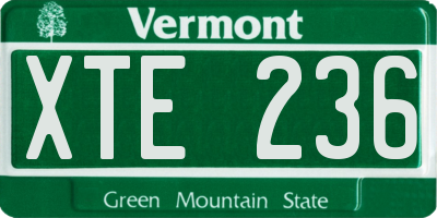 VT license plate XTE236