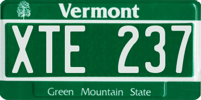 VT license plate XTE237