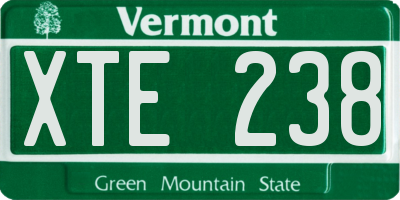 VT license plate XTE238