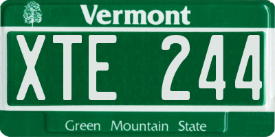 VT license plate XTE244