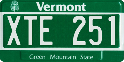 VT license plate XTE251