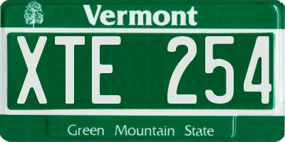 VT license plate XTE254
