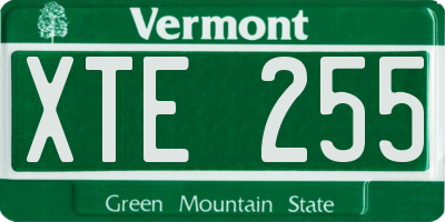 VT license plate XTE255