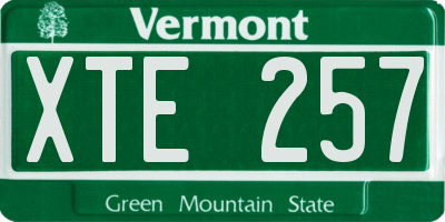 VT license plate XTE257