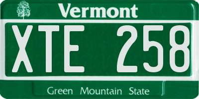 VT license plate XTE258