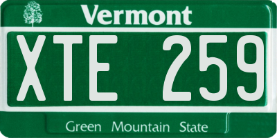VT license plate XTE259