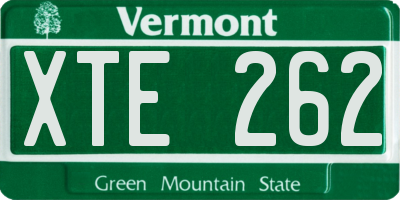 VT license plate XTE262