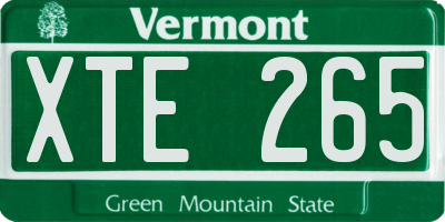 VT license plate XTE265