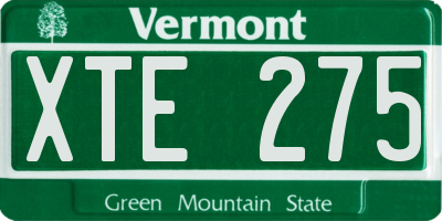 VT license plate XTE275
