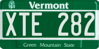 VT license plate XTE282