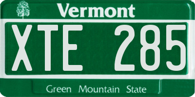 VT license plate XTE285