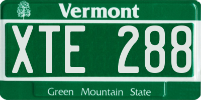 VT license plate XTE288