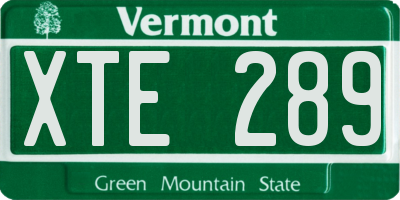 VT license plate XTE289