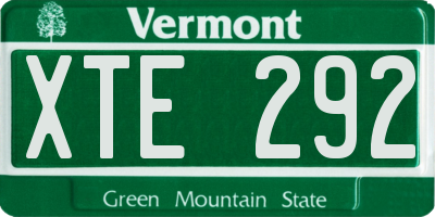 VT license plate XTE292
