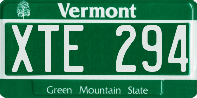VT license plate XTE294