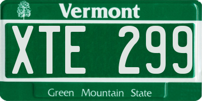 VT license plate XTE299