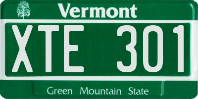 VT license plate XTE301