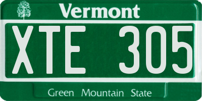 VT license plate XTE305