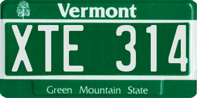VT license plate XTE314