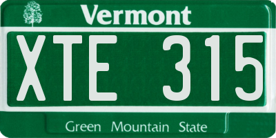 VT license plate XTE315
