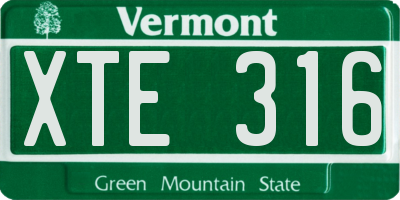 VT license plate XTE316