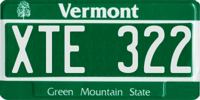 VT license plate XTE322