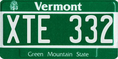 VT license plate XTE332