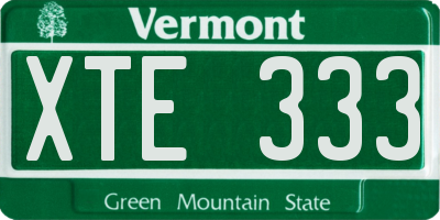 VT license plate XTE333