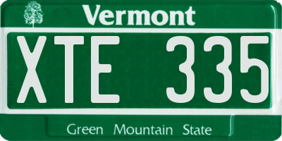 VT license plate XTE335