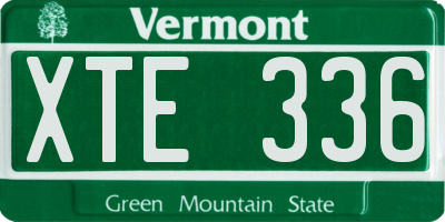 VT license plate XTE336