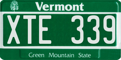 VT license plate XTE339