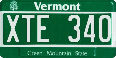 VT license plate XTE340