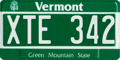 VT license plate XTE342